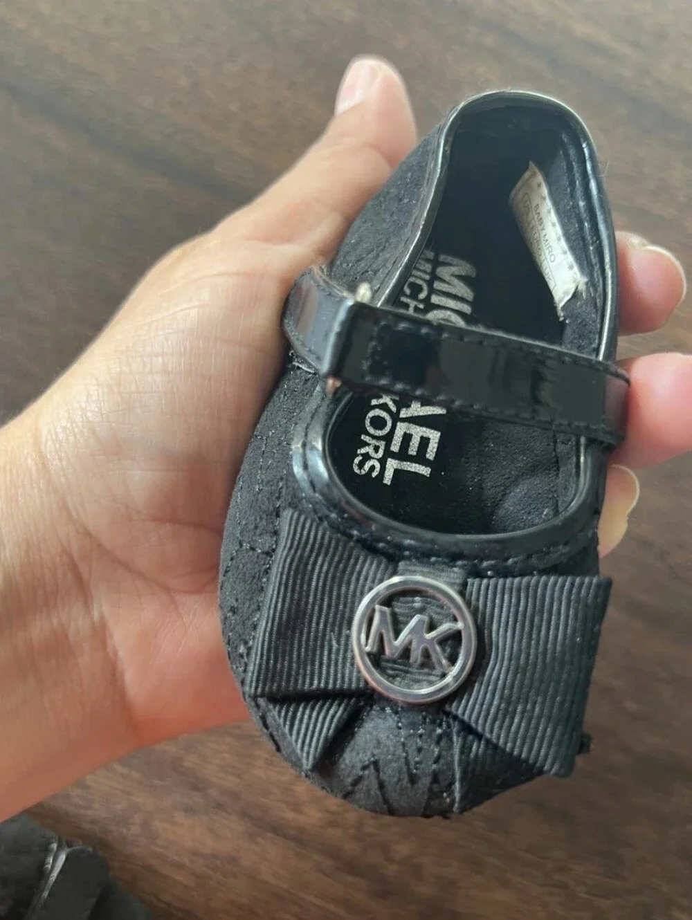 Michael Kors Black Baby Girl Bow Mary Jane Shoes